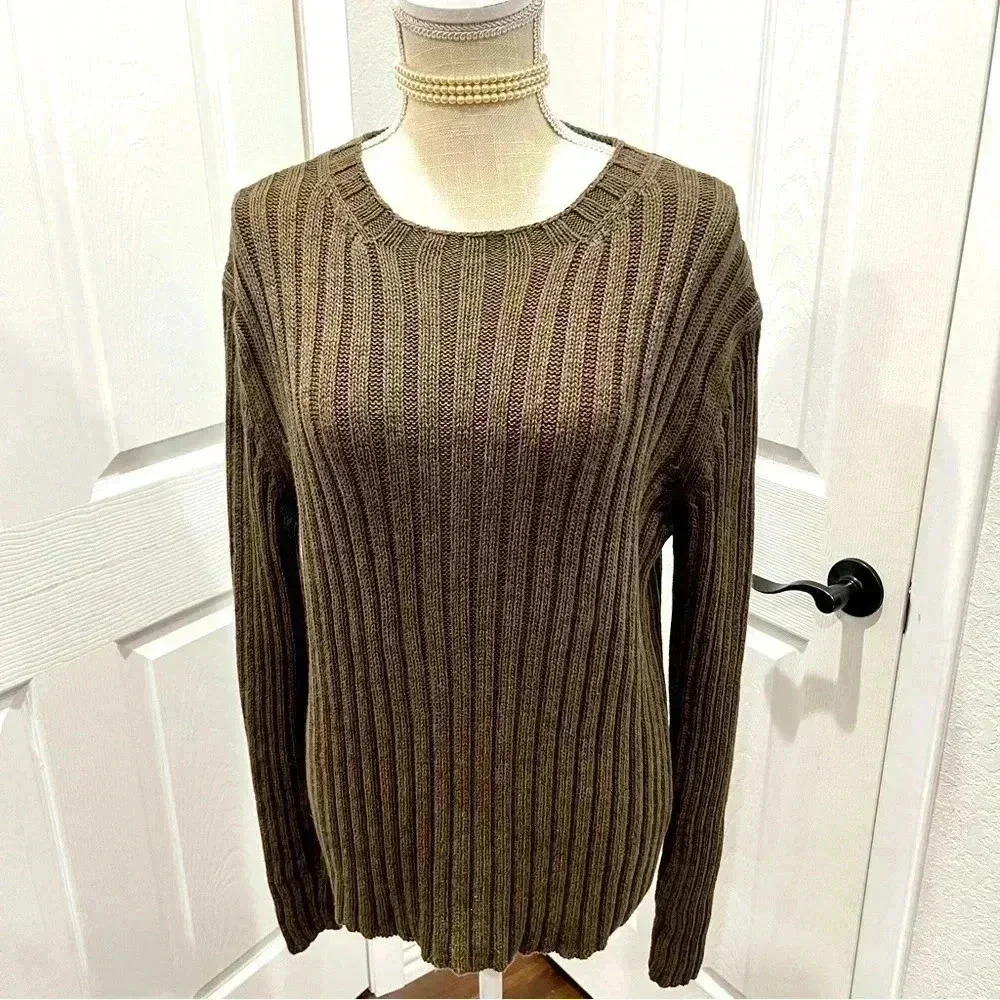 Banana Republic Brown Ribbed Crew Neck Sweater